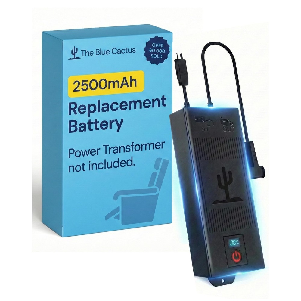 Blue Cactus Universal 2-Pin Battery Pack for Reclining Furniture Battery 2500mAh